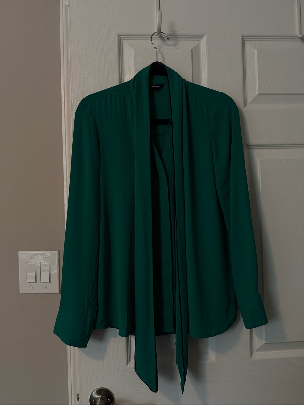 Express Deep Teal Tie-Neck Blouse